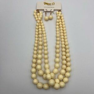 Pearl earring and necklace set, chunky, heavy